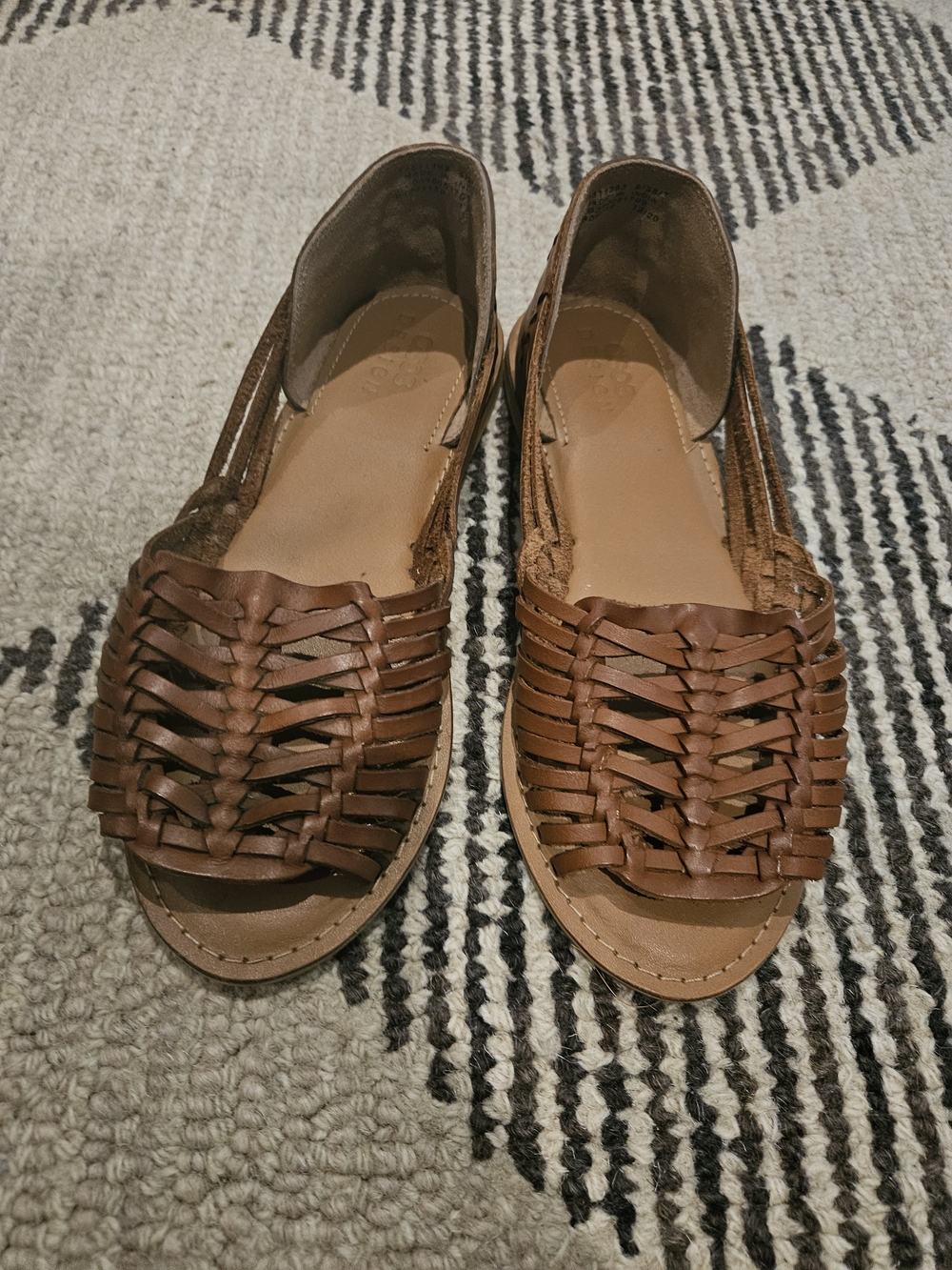 Brown Woven Leather Women’s Flats